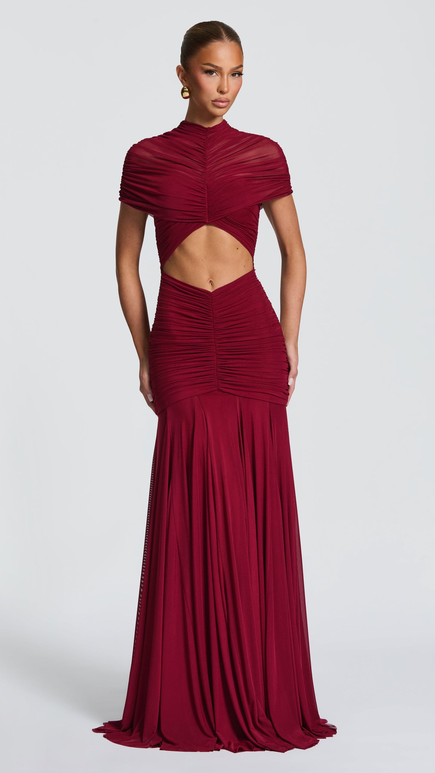 MAISON AVELORE JAYA ICON — Cut-Out Robe Longue (Bordeaux)