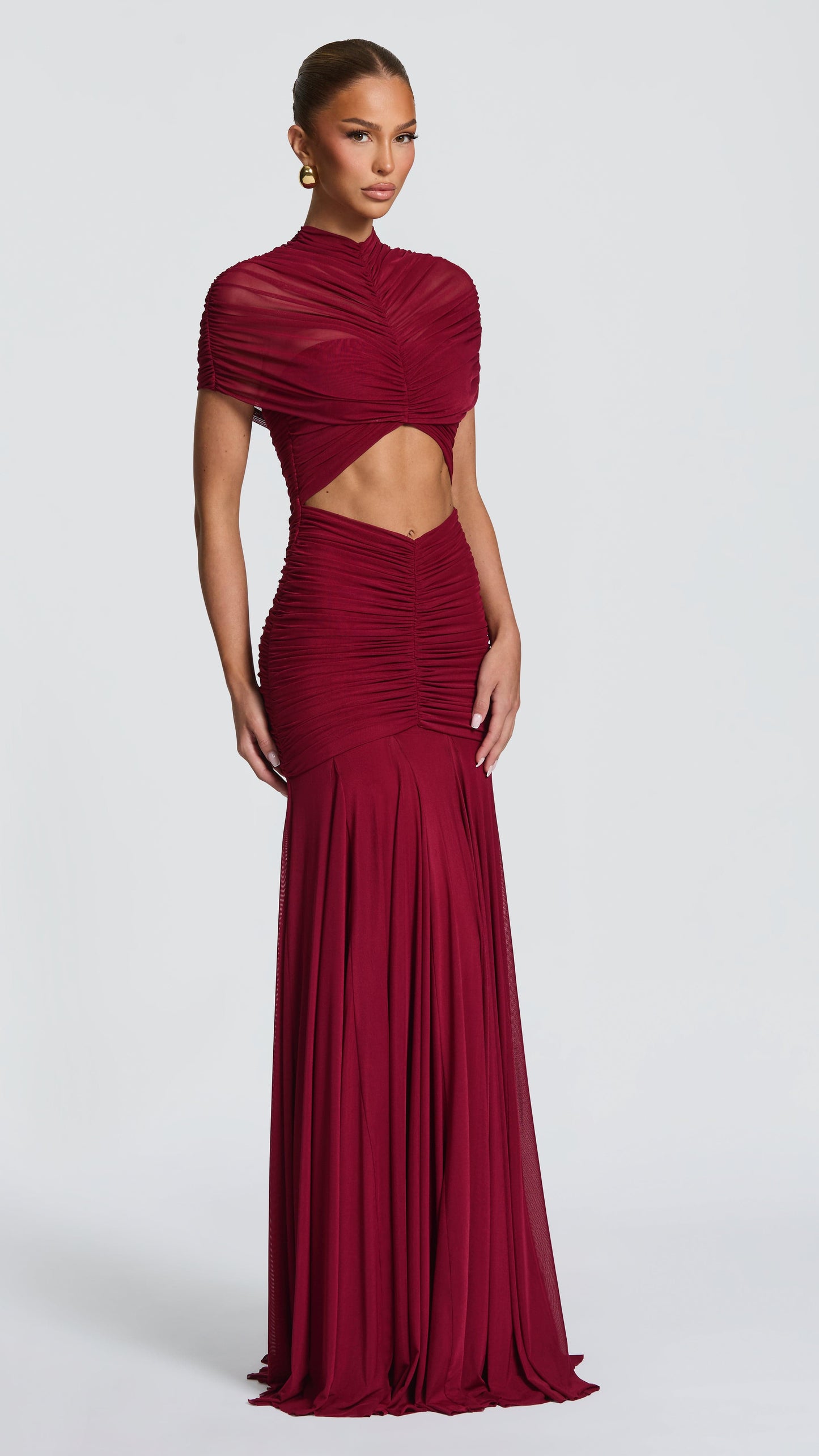 MAISON AVELORE JAYA ICON — Cut-Out Robe Longue (Bordeaux)