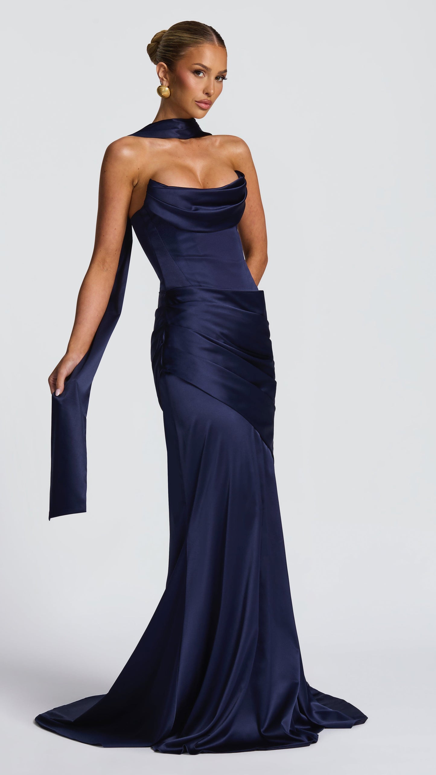 MAISON AVELORE KENSINGTON ICON — Bustier Robe Longue Corset (Bleu Marine)