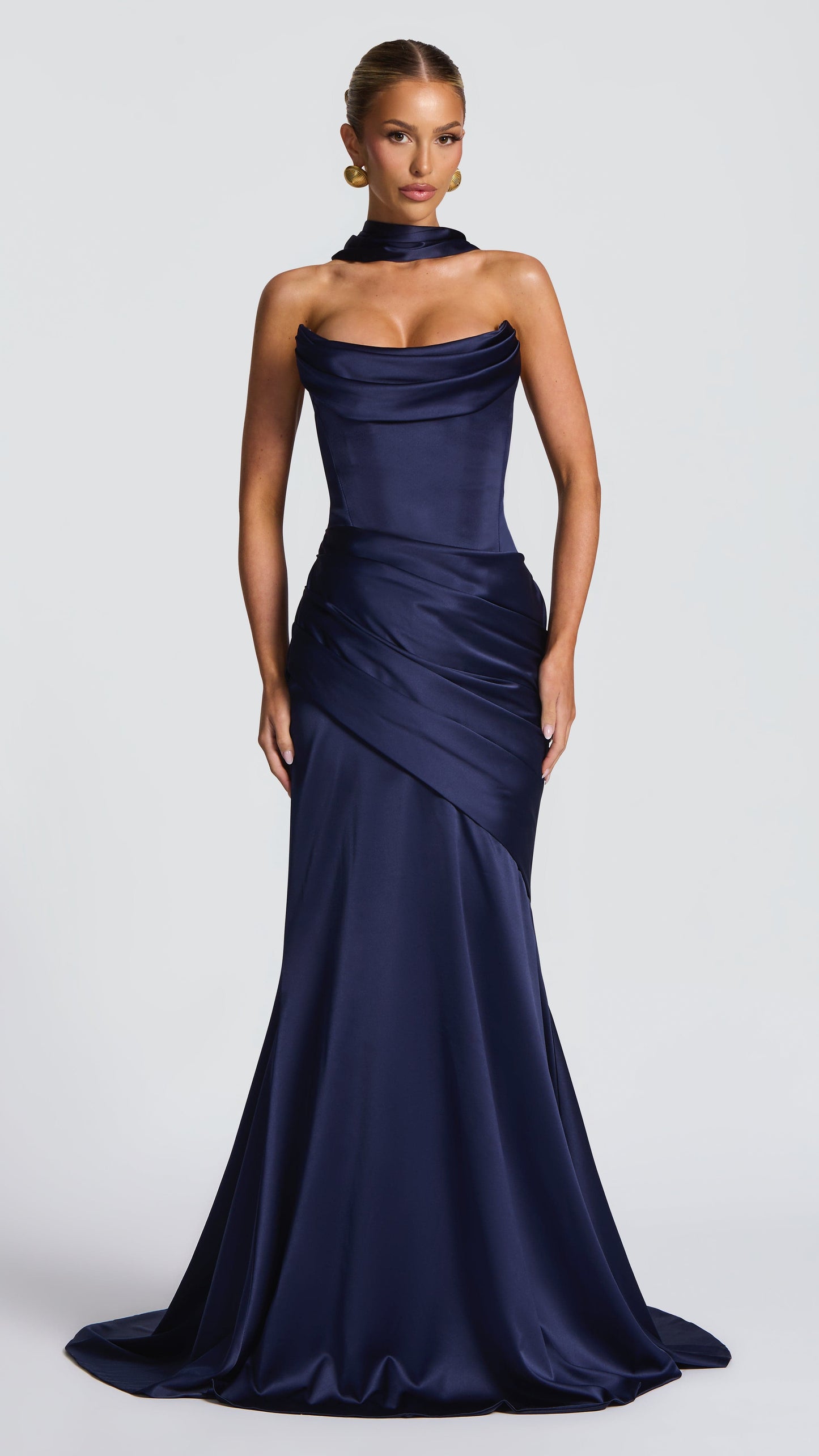 MAISON AVELORE KENSINGTON ICON — Bustier Robe Longue Corset (Bleu Marine)