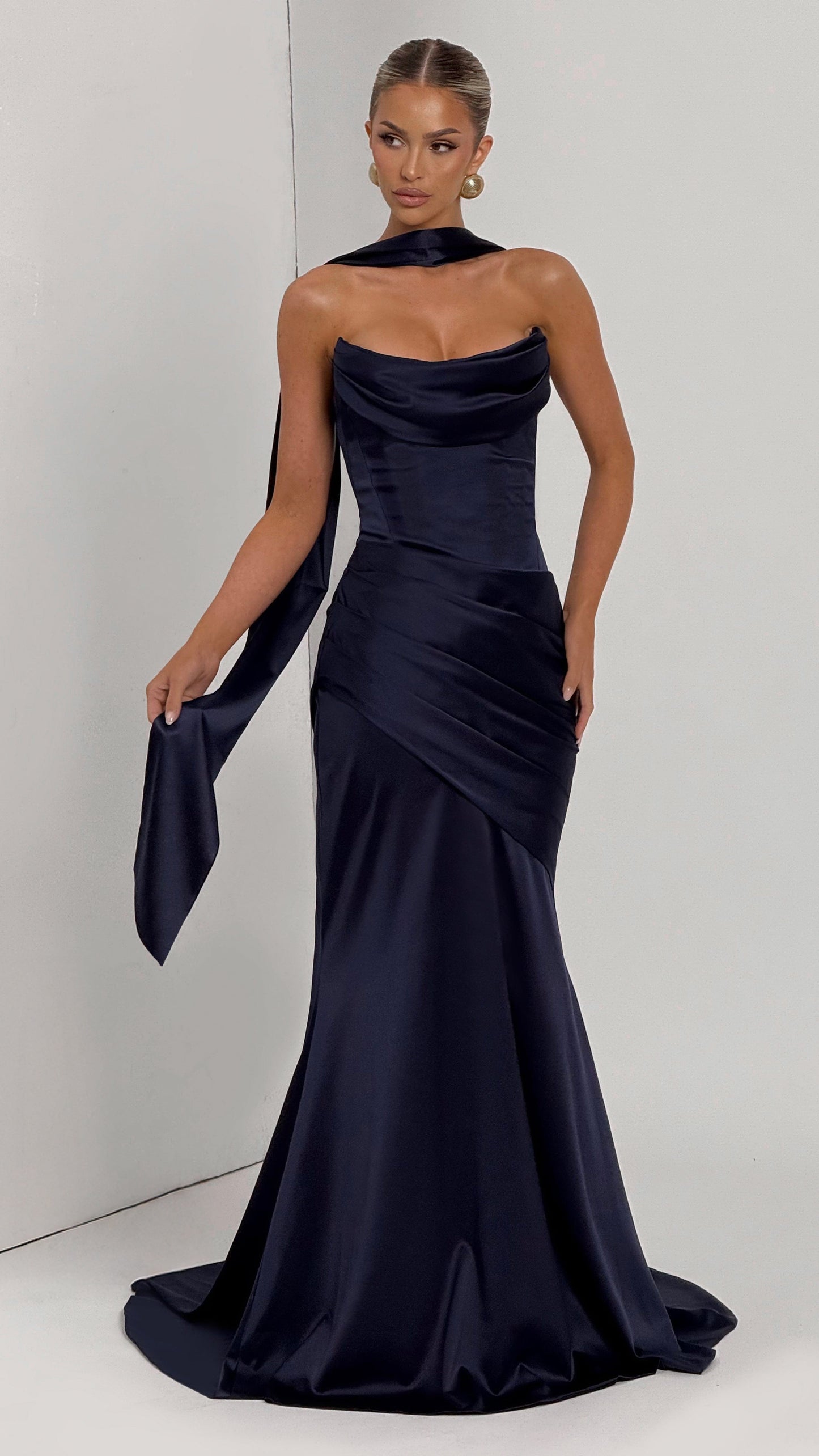 MAISON AVELORE KENSINGTON ICON — Bustier Robe Longue Corset (Bleu Marine)