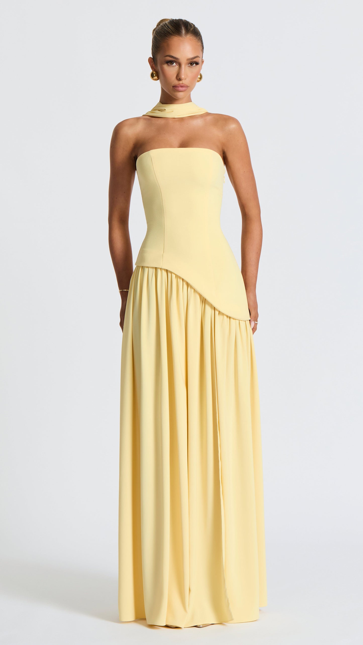MAISON AVELORE MALIYAH — Robe Longue Bustier en Mousseline (Citron)