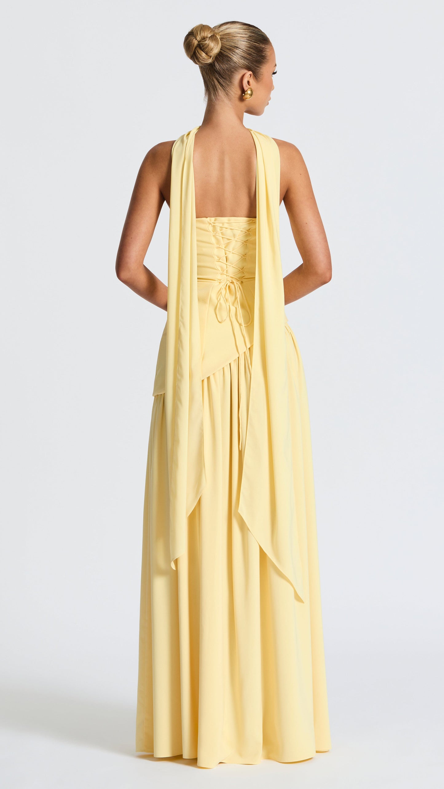 MAISON AVELORE MALIYAH — Robe Longue Bustier en Mousseline (Citron)