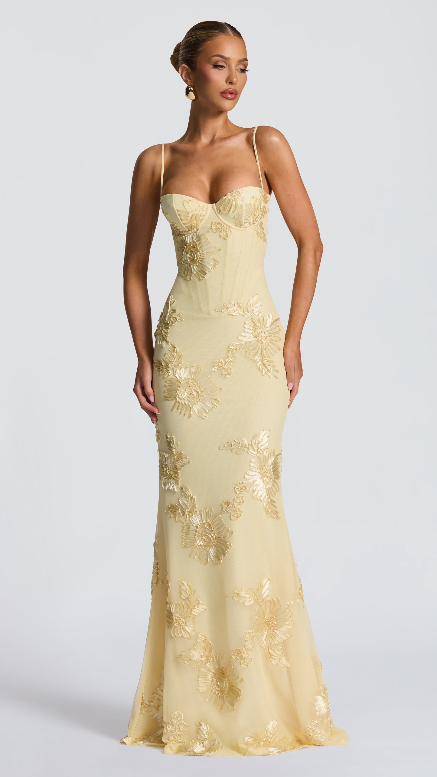 MAISON AVELORE NEFERTITI ICON — Citron Florale Robe Longue Invitée Mariage