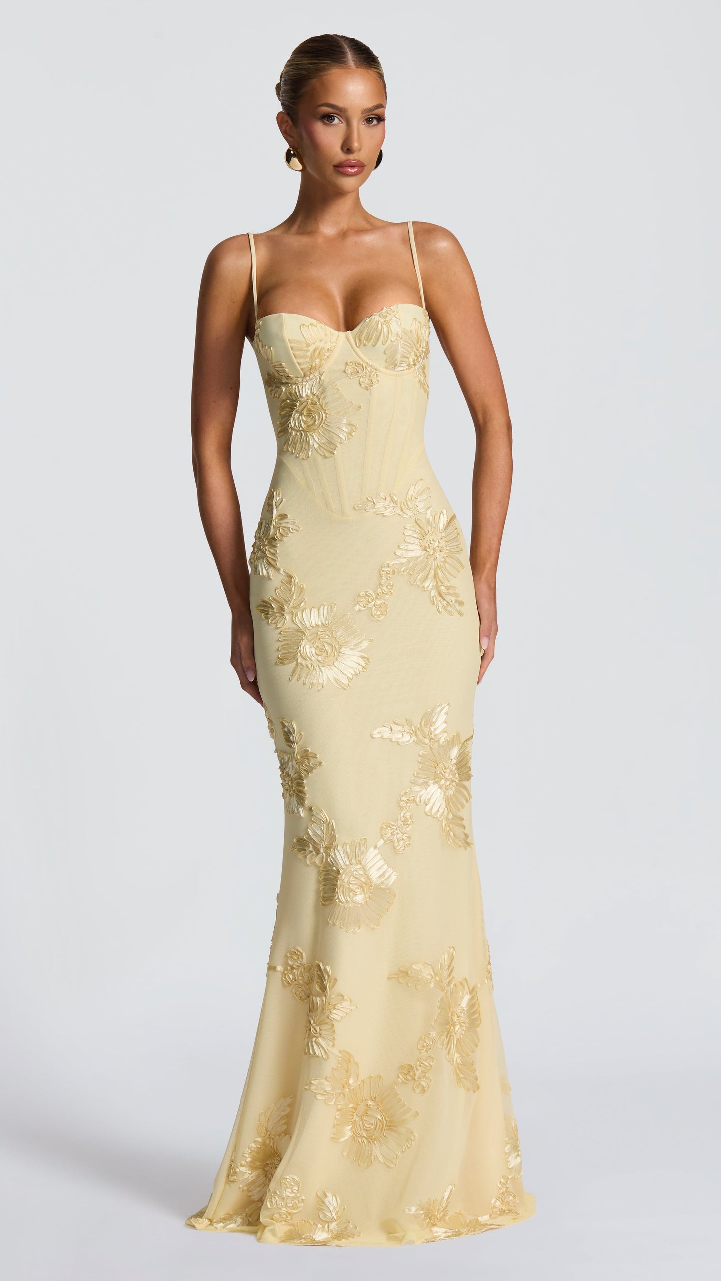 MAISON AVELORE NEFERTITI ICON — Citron Florale Robe Longue Invitée Mariage
