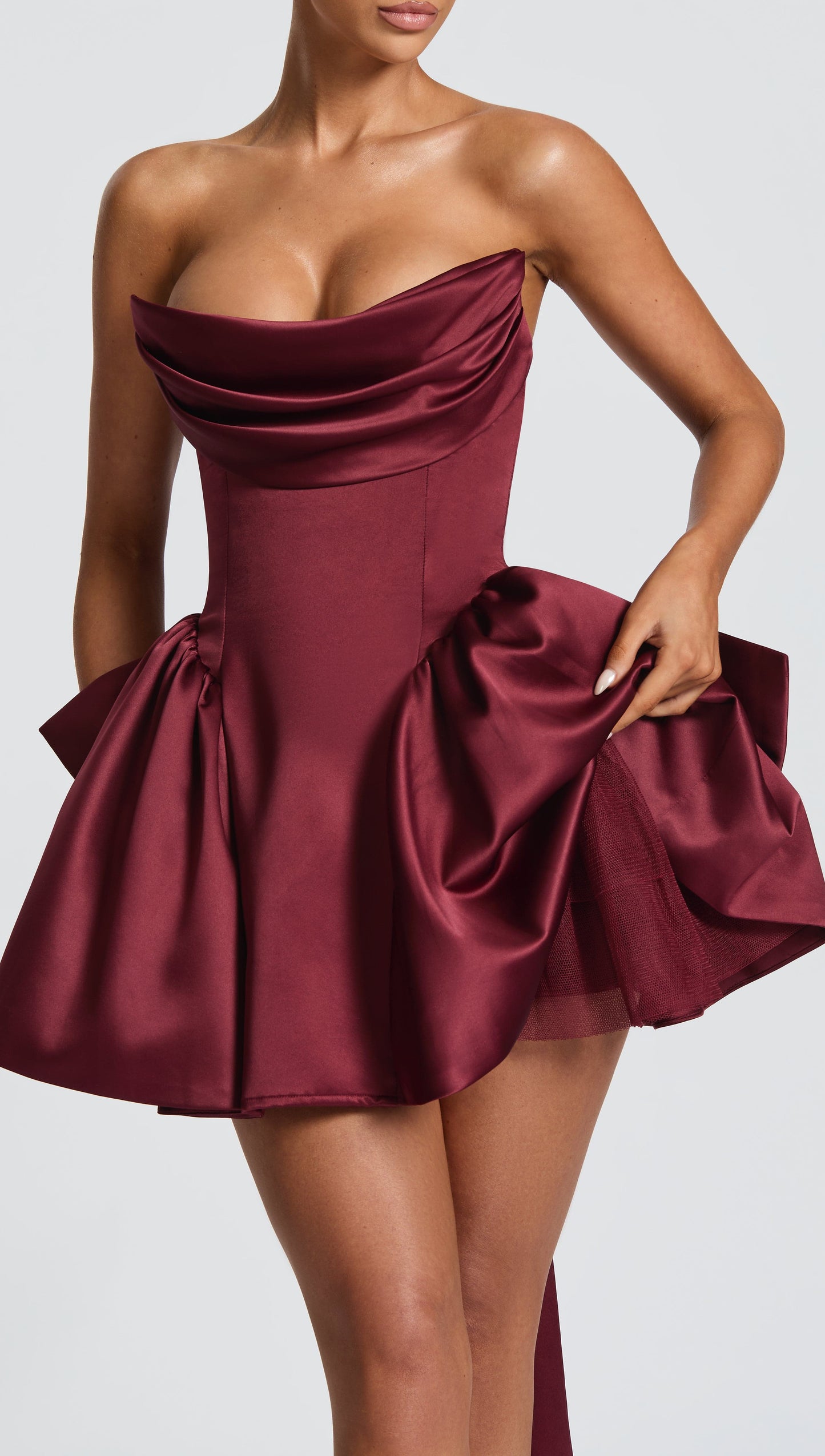 MAISON AVELORE TRINITY ICON — Bustier Mini Robe Corset (Cherry Lacquer)