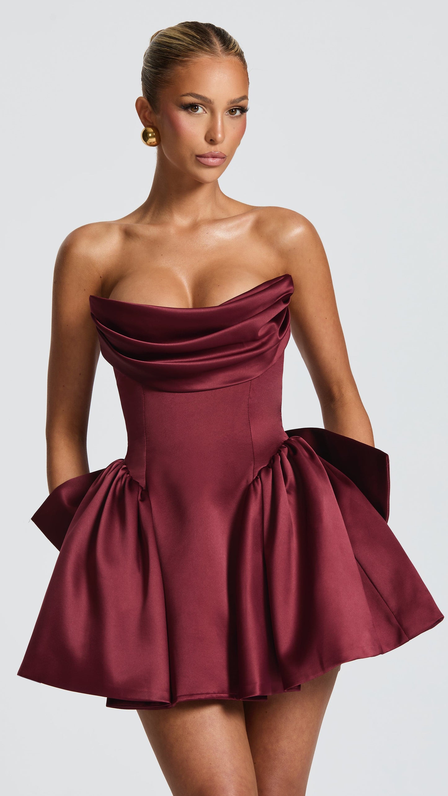 MAISON AVELORE TRINITY ICON — Bustier Mini Robe Corset (Cherry Lacquer)